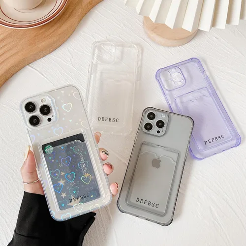 Vista 8 de DEFBSC Funda para iPhone 13 Pro, funda transparente con tarjetero trasero, delgada, delgada, funda protectora de TPU suave que absorbe los golpes