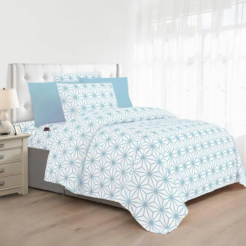 Vista 2 de Elegant Comfort Lujoso juego de sábanas de 4 piezas con patrón geométrico cúbico - 1500 microfibra de calidad premium - juego de ropa de cama más