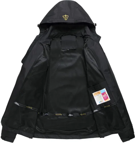 Vista 6 de GIISAM Chaqueta impermeable para mujer, ligera, resistente al viento, con cremallera completa, rompevientos con capucha
