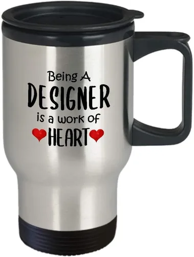 Vista 2 de Cute Gifts for Designer Travel Mug Insulated Coffee Tumbler - Graphic UX Developer Artist Interior Design Fashion Creative Dept Department Funny