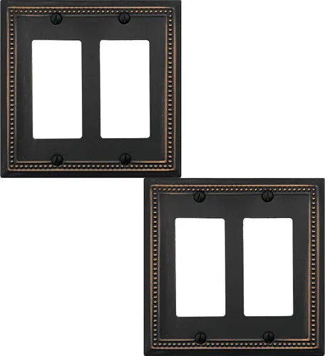 Vista 62 de OKAWYC Belaire - Cubierta para interruptor de luz de decoración individual, placa de pared de metal con cuentas, paquete de 4 unidades de bronce
