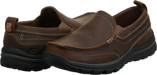 Vista 7 de Skechers Mocasines Superior Gains para hombre, Marrón oscuro