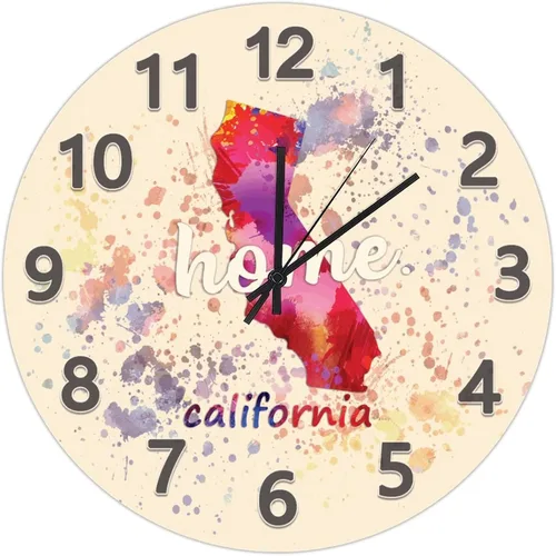 Vista 127 de UFunhome Reloj de pared con mapa del estado de Nevada, acuarela, Estados Unidos, reloj redondo de madera, funciona con pilas, silencioso, sin