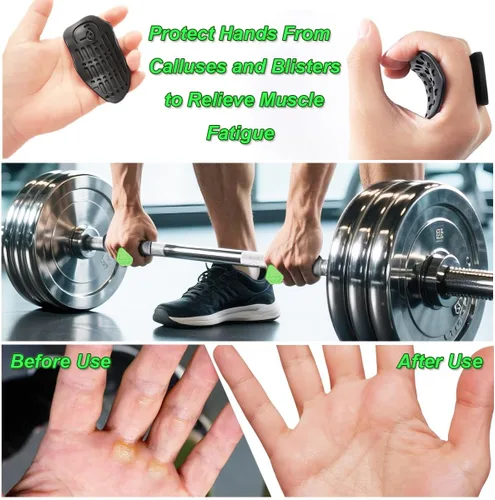 Vista 2 de Anti-Slip Workout Grips, Rubber Gym Palm Protectors for Weight Lifting