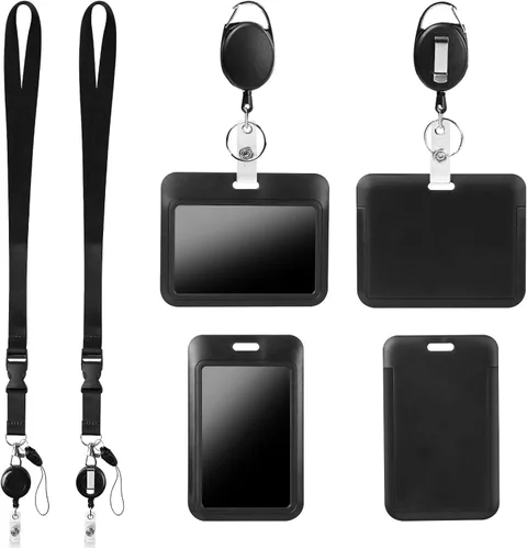 Vista 20 de Soporte retráctil para tarjetas de identificación con cordón separable, carrete de credencial resistente, llavero desmontable, soporte para tarjetas