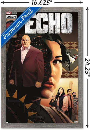 Vista 3 de Trends International Marvel Echo - Póster de pared con portada de cómic, 22.4 pulgadas de largo x 14.7 pulgadas, versión enmarcada en madera
