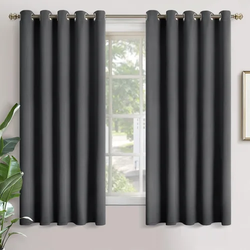 Vista 188 de YoungsTex - Cortinas blackout cortas, aislamiento térmico, ojales, oscurecen la habitación, privacidad, para cámper, sótano, cocina y baño, 2 Gris