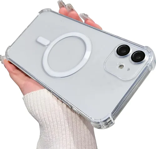 Vista 61 de Funda magnética transparente para iPhone 11, funda de lujo con cuatro esquinas brillantes, protección a prueba de golpes de grado militar
