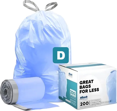 Vista 8 de Plasticplace Bolsas de basura de ajuste personalizado, compatibles con simplehuman Code D (100 unidades) con cordón azul tintado de 5.3 galones / 20