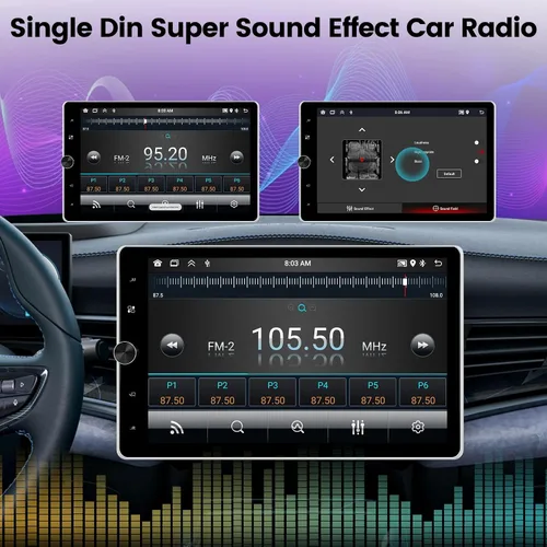 Vista 7 de 2+64G Android Single DIN 10.4 pulgadas Rotación vertical Pantalla táctil Radio de coche con Bluetooth, CarPlay inalámbrico y Android Auto, WiFi