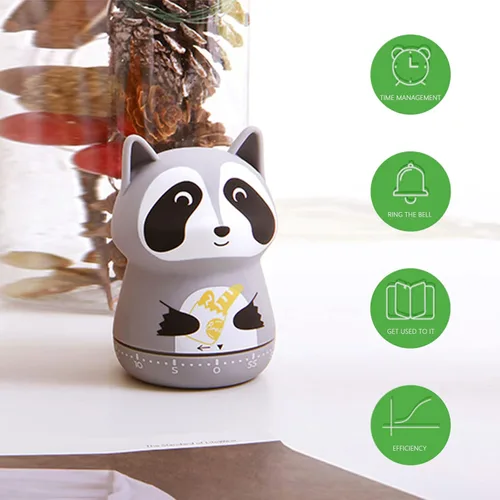 Vista 4 de kingsea Temporizador mecánico de cocina de animales lindos para niños, temporizador de cuerda de 60 minutos para cocinar, leer, estudio, decoración