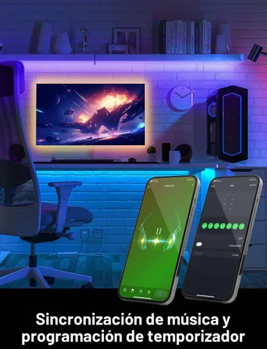 Vista 4 de DAYBETTER - Luces LED inteligentes WiFi de 100 pies - Tira de luces LED compatibles con Alexa y Google Assistant, iluminación RGB, sincronización