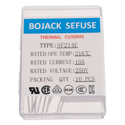Vista 3 de BOJACK SF214E SEFUSE 10A 250V Fusibles térmicos 420.8 °F cortes térmicos (paquete de 10)