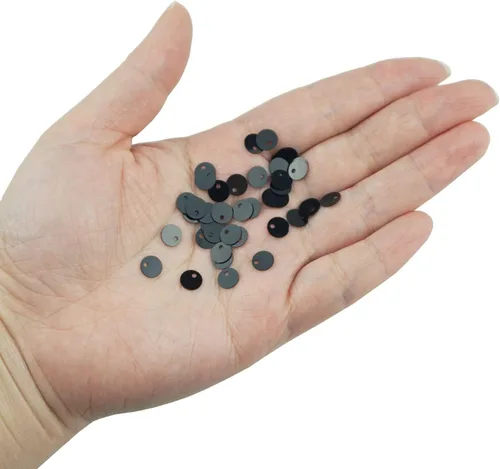 Vista 4 de Lentejuelas negras de 0.236 pulgadas a granel, pequeñas y sueltas redondas y planas, lentejuelas para costura, manualidades, apliques de bordado