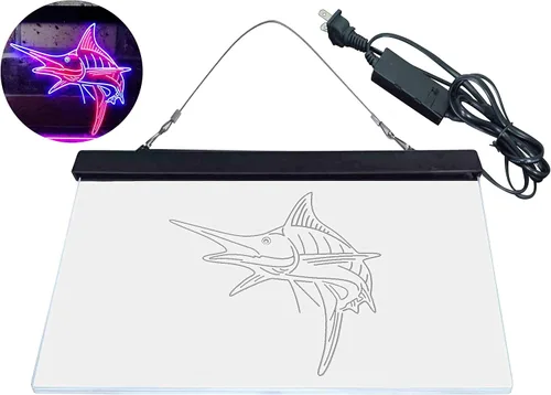Vista 8 de ADVPRO Marlin Fish Room Man Cave Dual Color LED Neon Sign Blue & Red 12 x 8 Inches st6s32-i3723-br