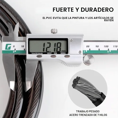 Vista 2 de Venzio Cable de bloqueo de bicicleta resistente de 7 pies y 0.472 in (1/2 pulgada) con bucles, cable de bloqueo de acero de seguridad, cadena