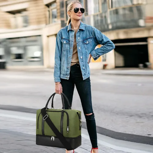 Vista 56 de CAMTOP - Bolsa de viaje de fin de semana para mujer, bolsa de lona con espacio para laptop de15.6 pulgadas