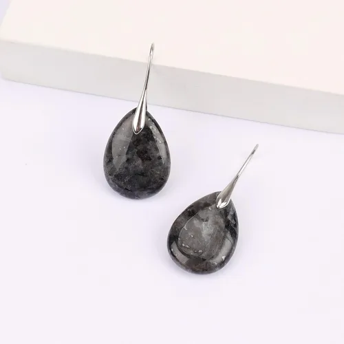 Vista 3 de Aretes colgantes de piedra natural con piedra natal curativa