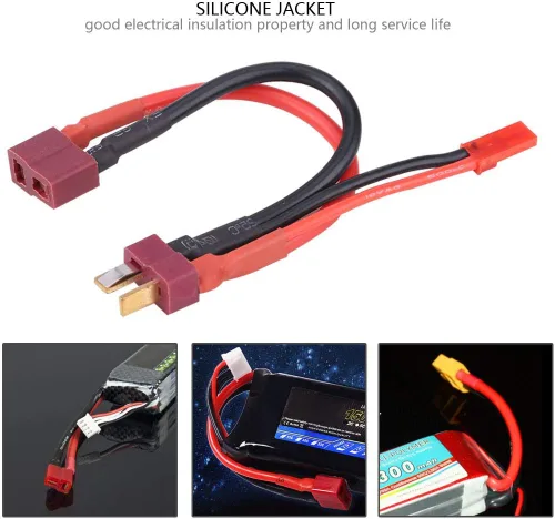 Vista 2 de Plplaaoo Enchufe en T con cable de alimentación JST, divisor de enchufe JST macho a hembra, con cable de silicona de alambre de 18 AWG de 5.19