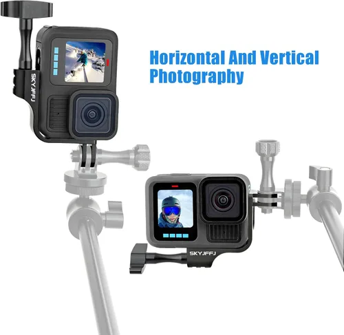 Vista 8 de Adaptador de soporte vertical de aluminio de 90 grados para GoPro Hero 13/12/11/10/9 Negro (ala voladora)