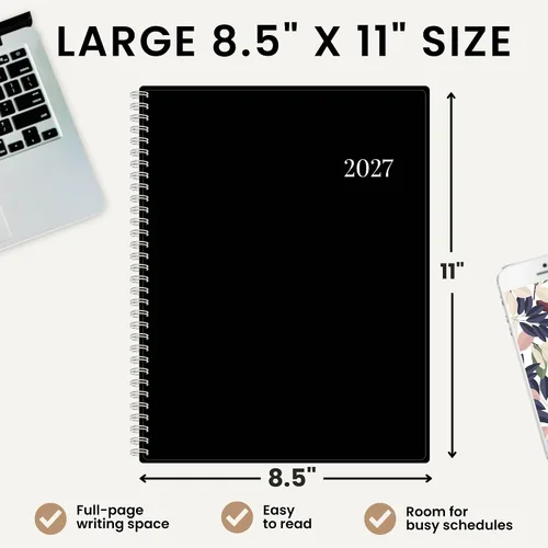 Vista 8 de Bloom Basics - Agenda 2027, año calendario (enero a diciembre) con Negro