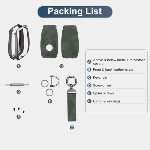 Vista 5 de YO&YOYE Compatible con Mercedes Benz Funda para llavero con llavero de cuero Carcasa protectora para llave Mercedes Benz Clase E Clase S Clase A