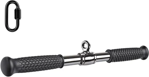 Vista 9 de SELEWARE Accesorios de máquinas de cable de barra recta giratoria para gimnasio, barra de tracción barra de presión con mango de goma