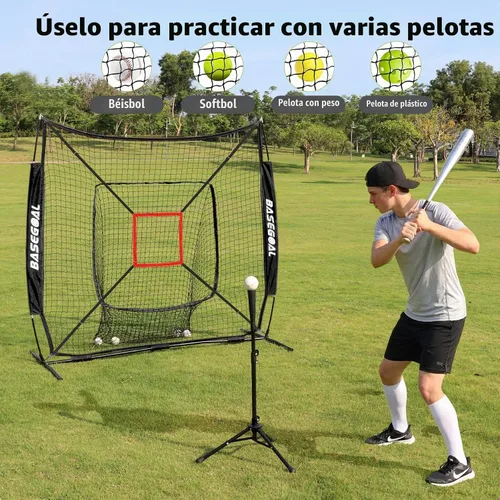 Vista 2 de BaseGoal 7x7ft Baseball Practice Net with Batting Tee and Strike Zone