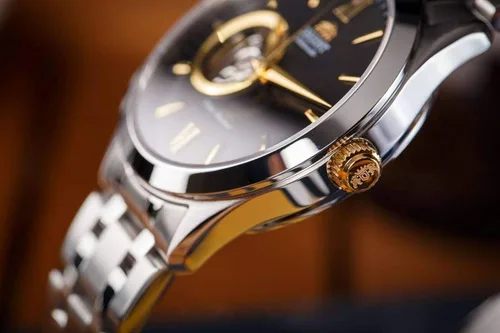 Vista 9 de Orient abierto corazón automático esfera negra reloj de los hombres FAG03002B0
