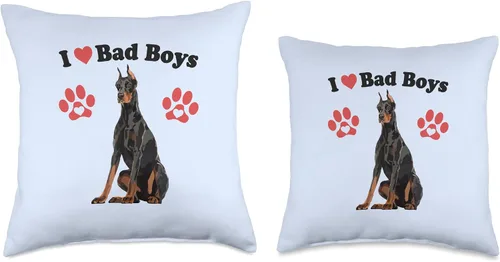 Vista 3 de Funny Doberman Pet Dog Mom Gifts Women I Love Bad Boys Funny Male Doberman Puppy Dog Mom Broma Quote Pillow de 16 x 16 pulgadas, multicolor