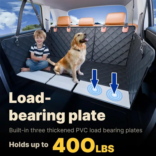 Vista 4 de Extensor de asiento trasero convertible para perros, plegable de 400 libras, funda de asiento de automóvil para perro con parte inferior dura