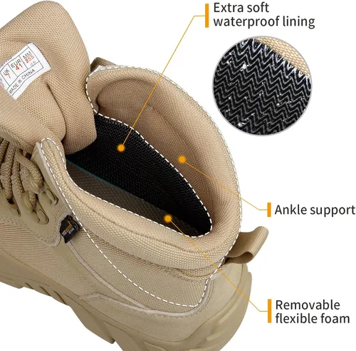 Vista 2 de FREE SOLDIER Men's Waterproof Hiking Boots Military Tactical Boots for Men Outdoor Lightweight Work Boots
