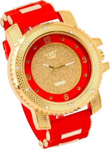 Vista 2 de Techno Pave Juego de reloj de diamantes helados de gran tamaño y pulsera cubana para hombre