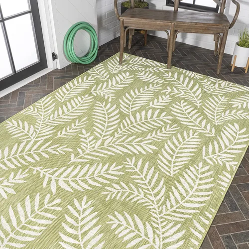 Vista 11 de Eyely BMS119A-28 Santa Monica Nevis Palm Frond - Alfombra costera para interiores y exteriores, casual, campo, floral, dormitorio, cocina, patio