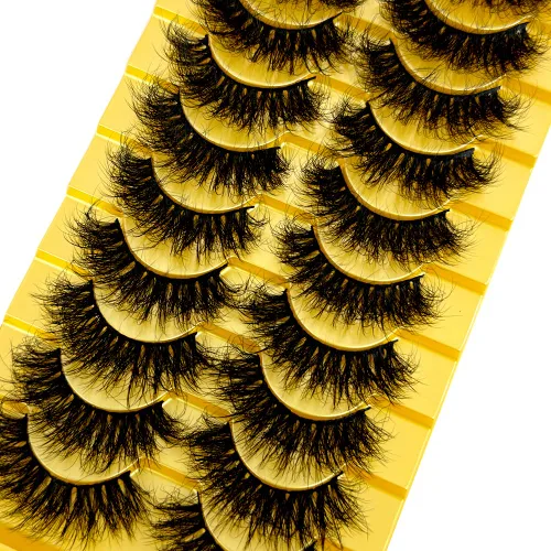 Vista 9 de Nuevas 10 Pares de Pestañas de Visón 3D Pestañas Postizas Hechas a Mano Pestañas Largas Esponjosas y Voluminosas Naturales Herramientas