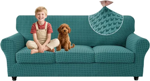 Vista 92 de MAXIJIN 2 fundas elásticas para sillón de sala de estar, fundas gruesas y suaves con brazos para perros, mascotas, protector de sofá individual