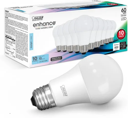 Vista 10 de Feit Electric Bombilla LED A19, equivalente a 60 W, no regulable, 800 lúmenes, base media E26, blanco brillante de 3000 K, CRI 90, vida útil de 10