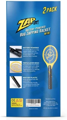 Vista 9 de Zap It Bug Zapper - Raqueta de exterminador de insectos con batería (2 pilas AA incluidas), 3500 voltios, paquete de 2