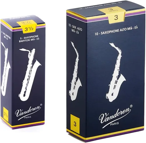 Vista 8 de Vandoren SR242 para saxofón barítono y SR222 para saxofón tenor, cañas tradicionales, fuerza 2; caja de 5