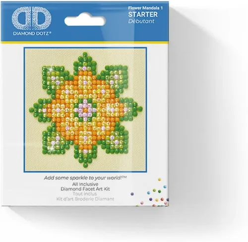 Vista 2 de DIAMOND DOTZ Kit de pintura de diamantes con 1 patrón de mandala de flores para adultos, kits de arte de diamantes, un relajante kit de manualidades