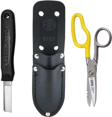 Vista 2 de Klein Tools Kit de empalmador de cables con empalmador de cables, cuchillo para electricistas y crimpadora de cables de datos modular Klein Tools