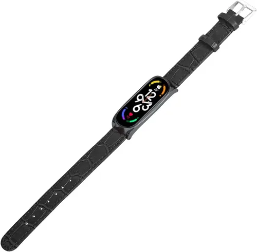 Vista 5 de Correa deportiva compatible con Xiaomi Mi Band 7, correa de reloj de cuero KangPlus suave de repuesto, correa deportiva ajustable y cómoda