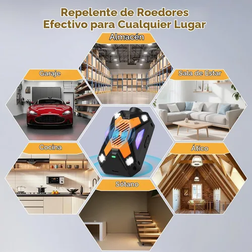 Vista 7 de Repelente ultrasónico de ardillas de ratón roedor para control de plagas de Naranja