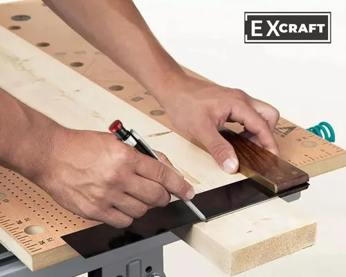 Vista 2 de EXcraft - Lápiz mecánico de metal con 6 recambios de agujero profundo con afilador integrado para arquitecto, construcción, carpintería, fabricación