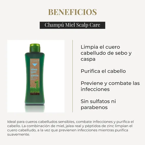 Vista 3 de SALERM - Champú para cuero cabelludo sensible - Champú Biokera Natura Honey Scalp Care - 10.1 fl oz - Ayuda a limpiar el cuero cabelludo de sebo