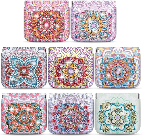 Vista 7 de Sanwuta Mandala DIY pintura diamante monedero titular bolsas de maquillaje a granel cosméticos cartera diamante pintura kits bolsillo