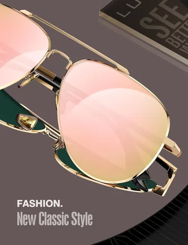 Vista 35 de LUENX, Aviator - Gafas de sol polarizadas, para hombres y mujeres, protección UV 400, con funda 60MM