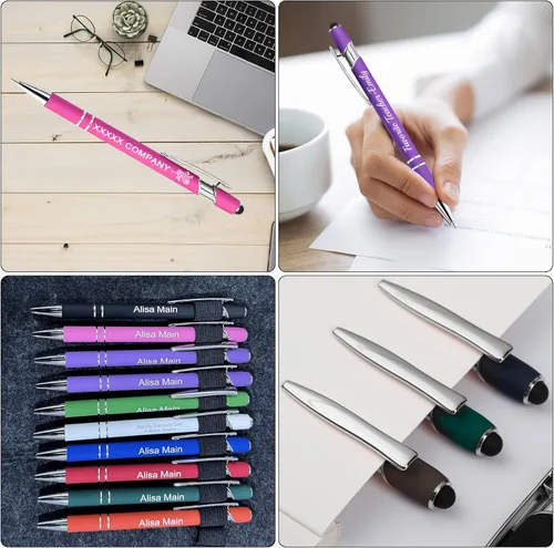 Vista 7 de Bolígrafos personalizados personalizados con flor de nacimiento grabada a granel con nombre, texto, logotipo, bolígrafo de metal, regalo