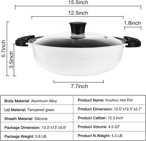 Vista 2 de Olla caliente con divisor para cocina de inducción de doble cara, olla de sopa de dos sabores china Shabu Shabu para fiesta en casa, reunión