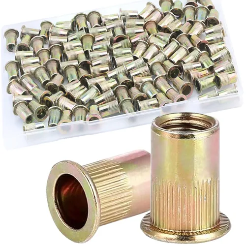 Vista 19 de Tuerca de remache de 1/4”-20 UNC, 80 piezas de acero inoxidable 304 de cabeza plana Rivnut, inserto roscado Nutsert